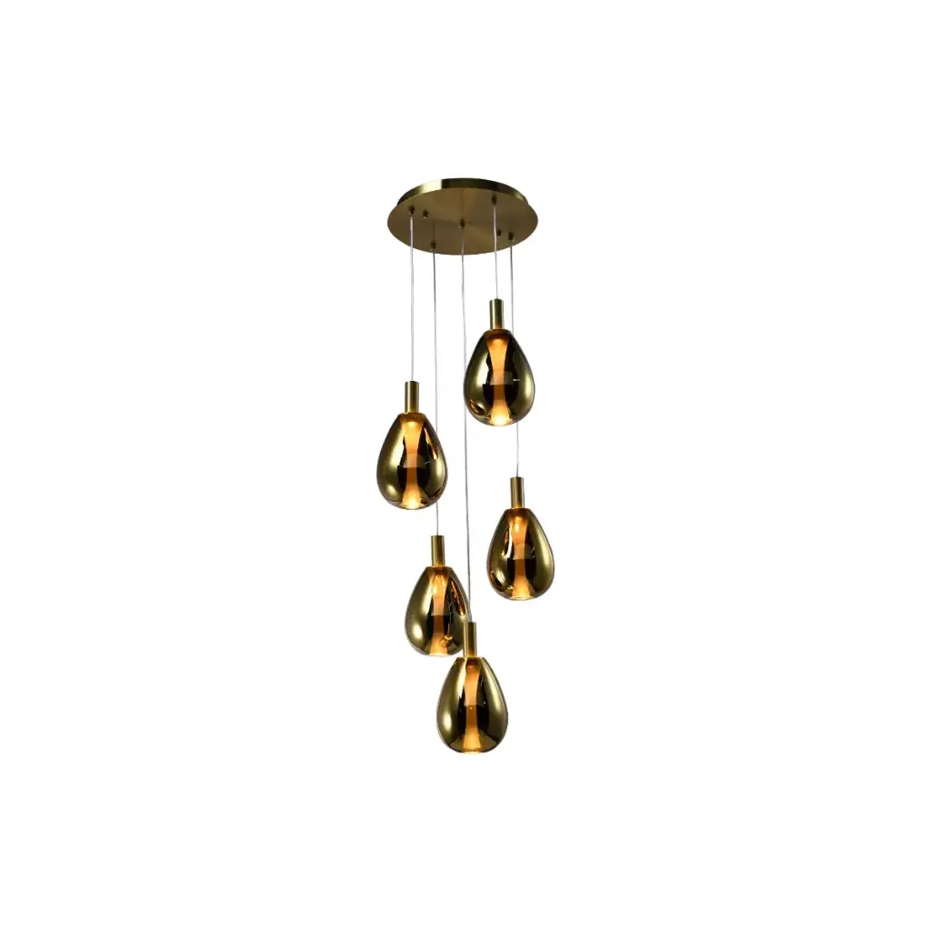 LAMPARA COLGANTE 25W 3000K 14X26 CM 5 LUCES C/ DORADO REF. DI-636-GD-30K-Z MARCA KASALIGHT / ARTIG LIGHT