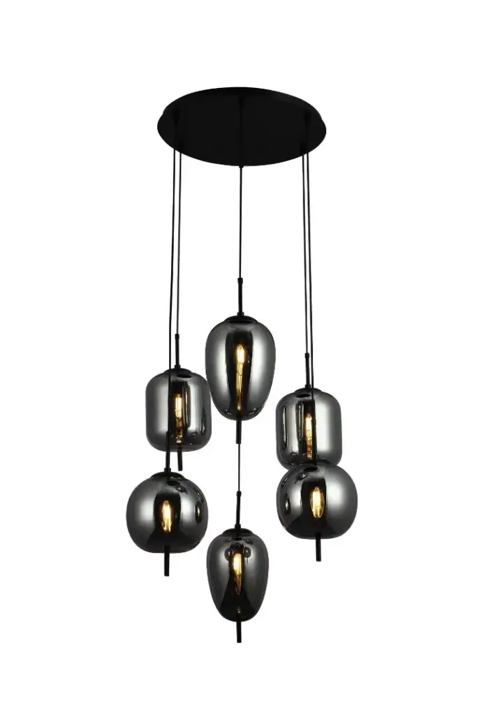 LAMPARA COLGANTE E27 62X120 6 LUCES C/ NEGRO REF. DI-652-BK-Z MARCA KASALIGHT / ARTIG LIGHT 