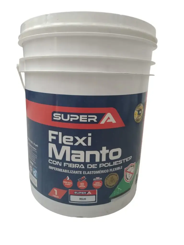 PINTURA ELASTOMERICA IMPERMEABI. FLEXI MANTO ( CON FIBRA DE POLIESTER ) COLOR ROJO CUÑETE (18.92 L) REF. 01400101003015 MARCA SUPER A