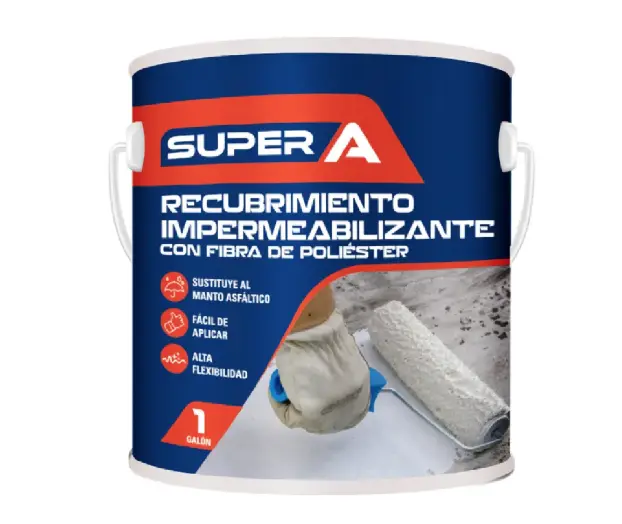 RECUBRIMIENTO IMPERMEABILIZANTE CON FIBRA DE POLIESTER COLOR ROJO ( FLEXI MANTO CON FIBRA) CUÑETE (18.90 L) MARCA SUPER A