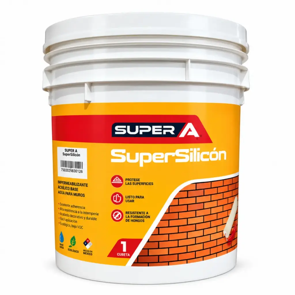SILICON IMPERMEABILIZANTE SUPER SILICON MATE PAILA 4 GLN 15.12 LTS FACHADA Y TECHO REF. MARCA SUPER