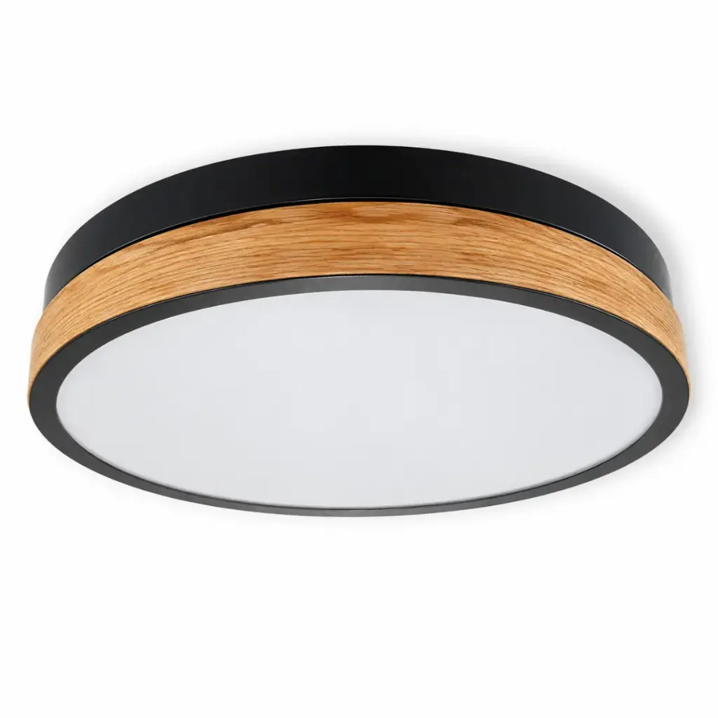 PLAFON DECORATIVO LED MIRA REDONDO 36 W 3CCT 5.5 X 31 X 31 CM NEGRO-MADERA REF. 00103133 MARCA PIERROT