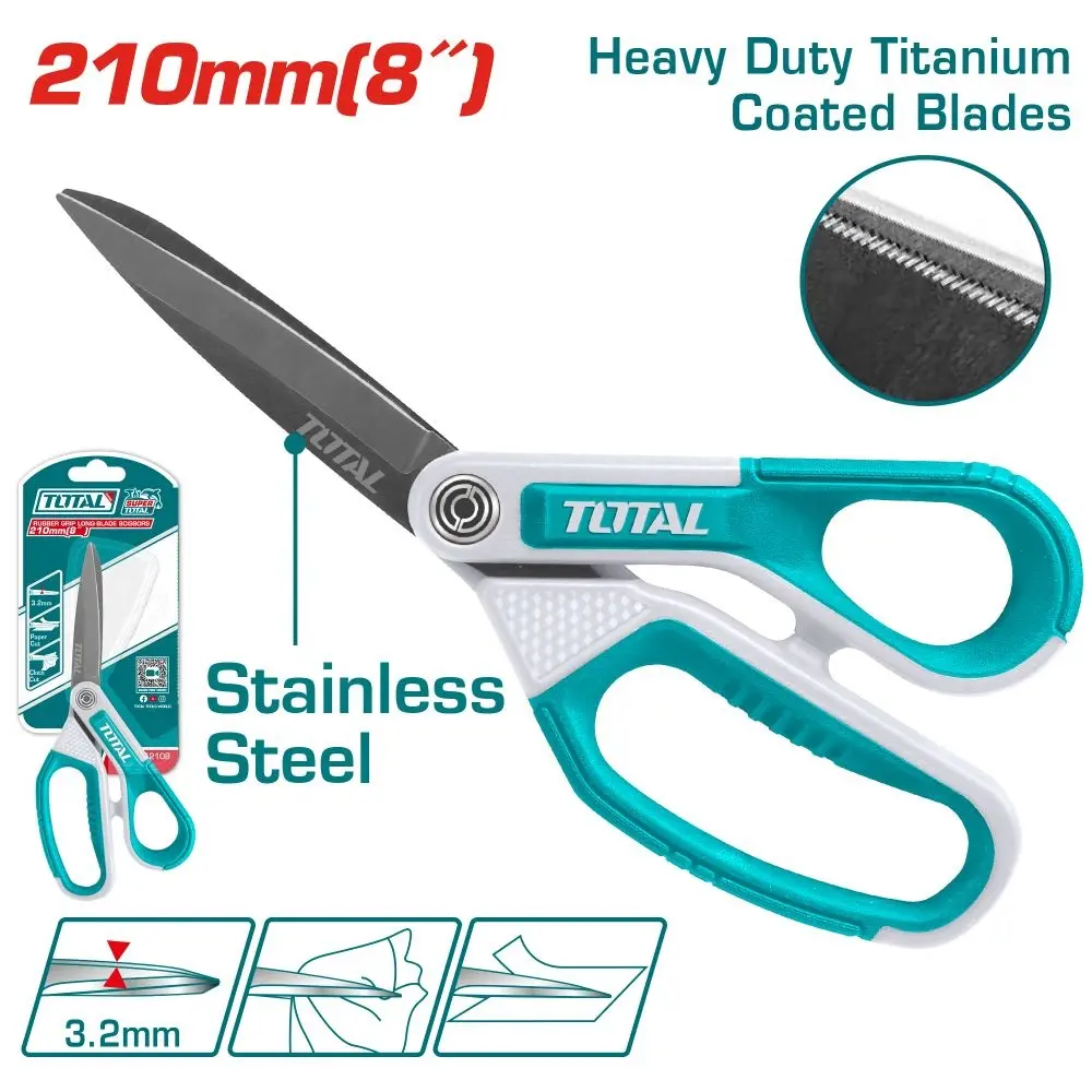 TIJERA MULTIUSO 8" 210 MM HOJA LARGA REF. THSCRS812108 MARCA TOTAL TOOLS 