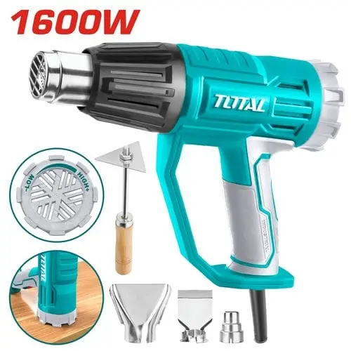 PISTOLA DE CALOR 1600 W MAX. 550° 110-120V 50/60 HZ C/ 3 BOQ. + 1 RASP. REF. UTB16045 MARCA TOTAL TOOLS 
