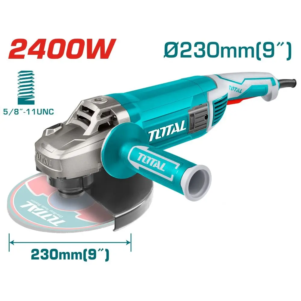ESMERIL ANGULAR 9" X 5/8" 2400 W 120 V 6400 RPM REF. UTG1252306 MARCA TOTAL TOOLS