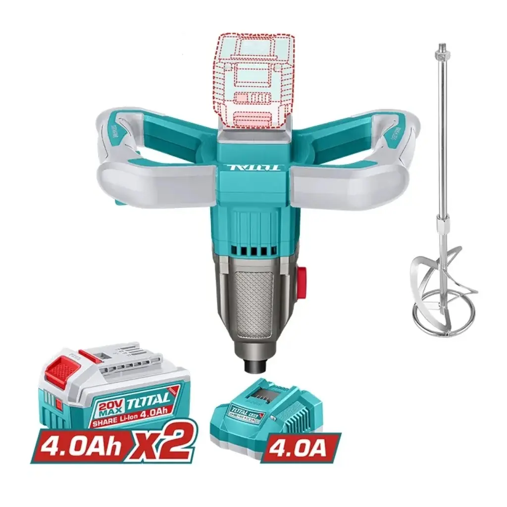 MEZCLADOR INALAMBRICO 5/8" 20 V 800 RPM C/PALT. MEZ. +2 BAT. 4.0A + CARG. REF. UTMXLI20162 MARCA TOTAL TOOLS