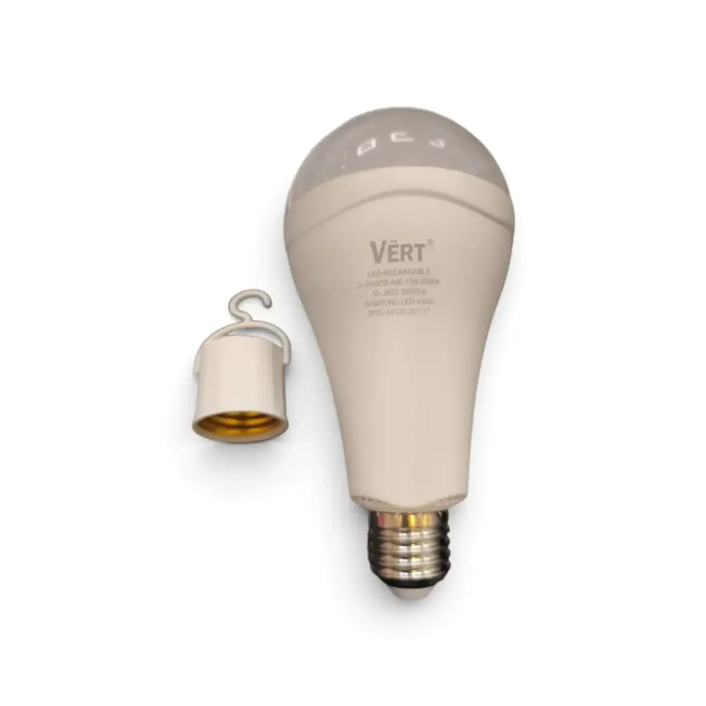 BOMBILLO LED RECARGABLE CON GANCHO 13 W 300 LM 85- 265V ( 12 HORAS ) 3 TONOS REF. BRS - A8136 COD. 090014 MARCA VERT