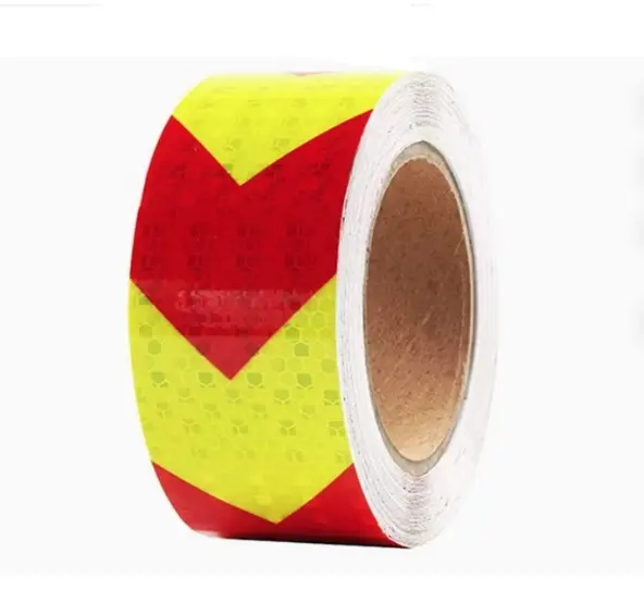 CINTA REFLECTIVA ROJO - AMARILLO FLUORECENTE 2" X 5 MTS ( 50 MM X 5 MTS ) CON ADHESIVO REF. HP-1395-FR COD. 613952.ROJO-AMARILLO MARCA HIGHPOWER