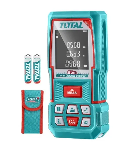 MEDIDOR / METRO LASER LUZ ROJA DE 85 MTS DE DISTANCIA C/ESTUCHE + 2 PILAS AAA REF. TMT570268 MARCA TOTAL
