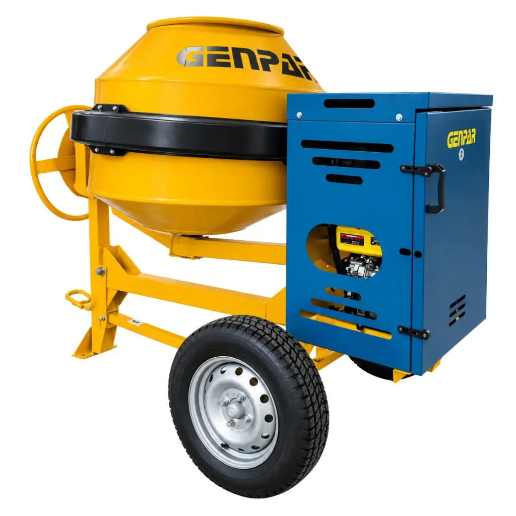 MEZCLADORA CAP. 400 LTS 7 HP A DIESEL RIN 14" MOTOR GENPAR ( 305 CC ) REF. 40011276-7D / TROMPO 1 SACO MARCA GENPAR