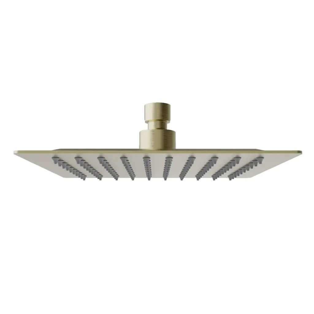 DUCHA / REGADERA DE PARED CUADRADO 8" ACERO INOX SERIE ELEMENT D'OR DELGADA DORADO REF. NVREG1004 NOVA