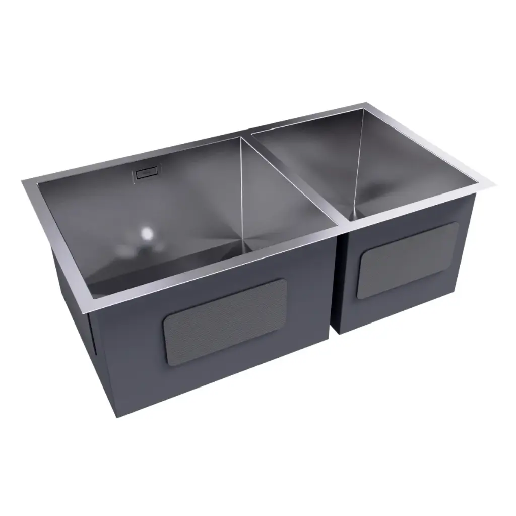 FREGADERO 2 TINA ACERO INOX TOPE / EMPOTRAR 83 X 45 X 23 CM SATINADO MOD. KITCHEN-PRO Z 60/40 C/ SIFON + DESAGUE REF. NVFRG1224 MARCA NOVA