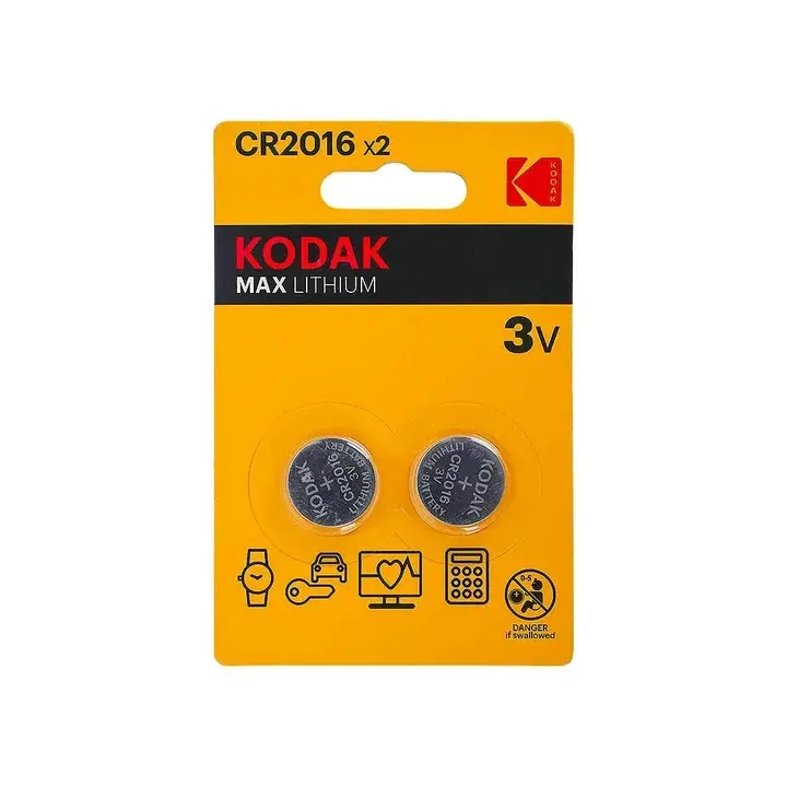 BATERIA MAX / PILA BOTON DE LITIO "CR2016" 3V X 2 MOD. 30417663 UND. REF. CR2016 / 429527 MARCA KODAK