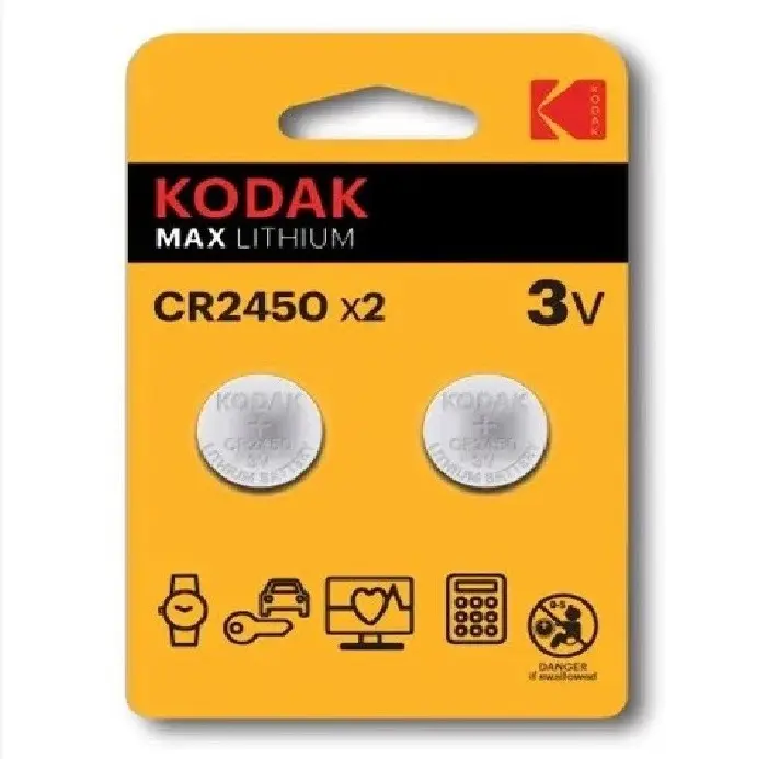 BATERIA MAX / PILA BOTON DE LITIO "CR2450" 3V X 2 UND. MOD. 6089 REF. CR2450 / 417760 MARCA KODAK
