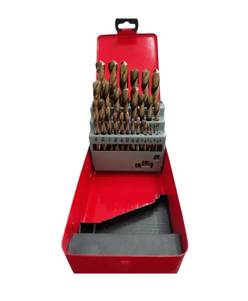 JUEGO / SET DE MECHAS DE ACERO HSS DORADA 29 PZAS ( 1/16" - 1/2" ) COD. 405229 MARCA KEX 