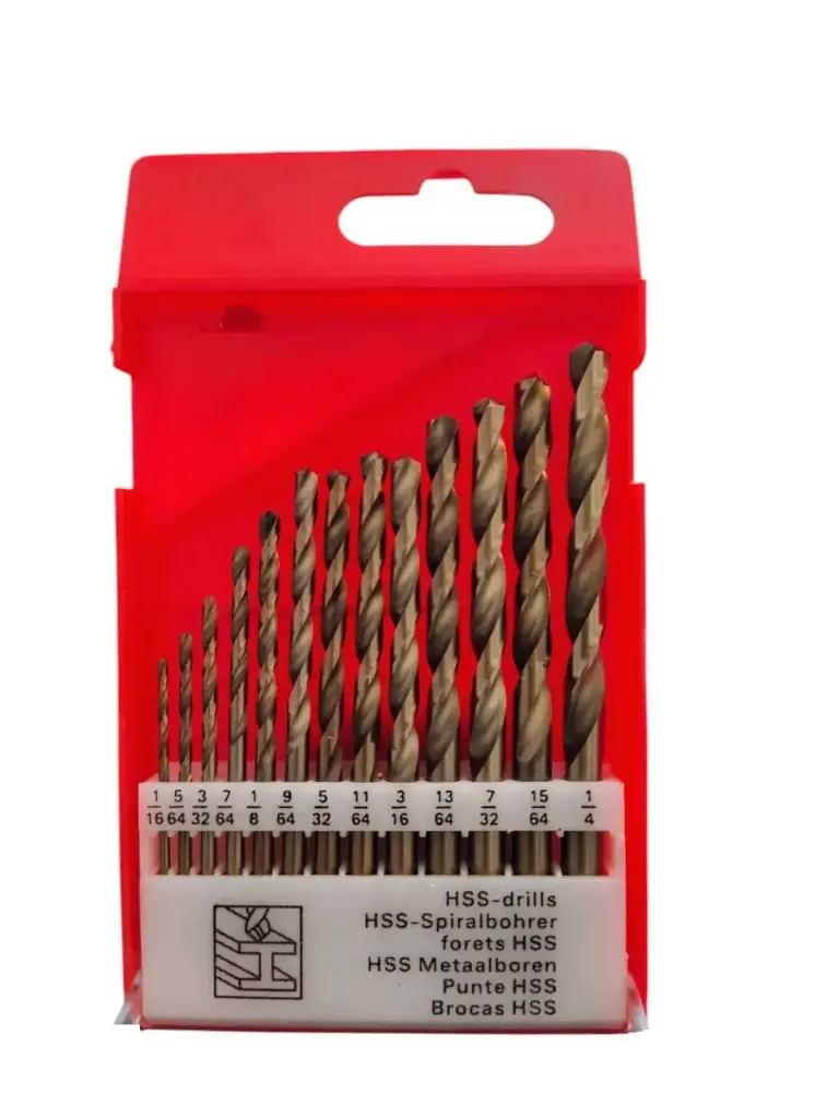 JUEGO / SET DE MECHAS DE ACERO HSS DORADA 13 PZAS ( 1/16" - 1/4" ) COD. 405213 MARCA KEX