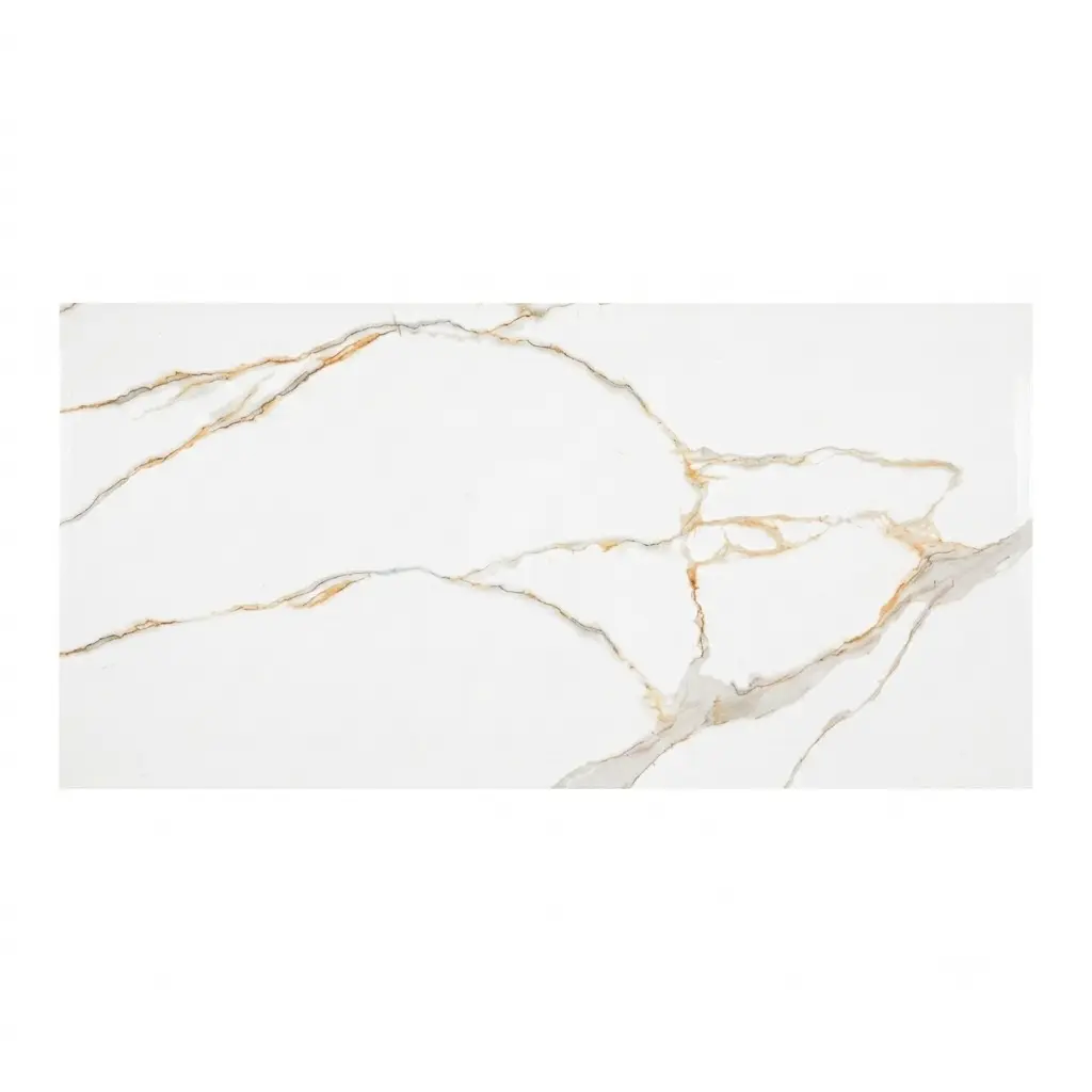 PORCELANATO DE 1ERA 60 X 120 CM ( CAJA 1,44  MTS2) CALACATTA GOLD LUXE (10 F RANDOM) ( PRECIO POR CAJA ) BRILLANTE INDIA MARCA LIDIA 