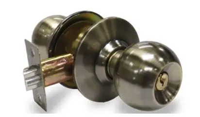 CERRADURA DE POMO / BOLA CON LLAVE P/ DORMITORIO LATON ENVEJECIDO REF. 587002 MARCA BRUFER