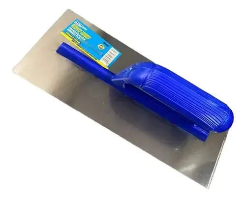 PALUSTRA- LLANA LISA ACERO INOX. 28 CM x 12 CM MANGO DE PVC REF. 208564 MARCA BRUFER