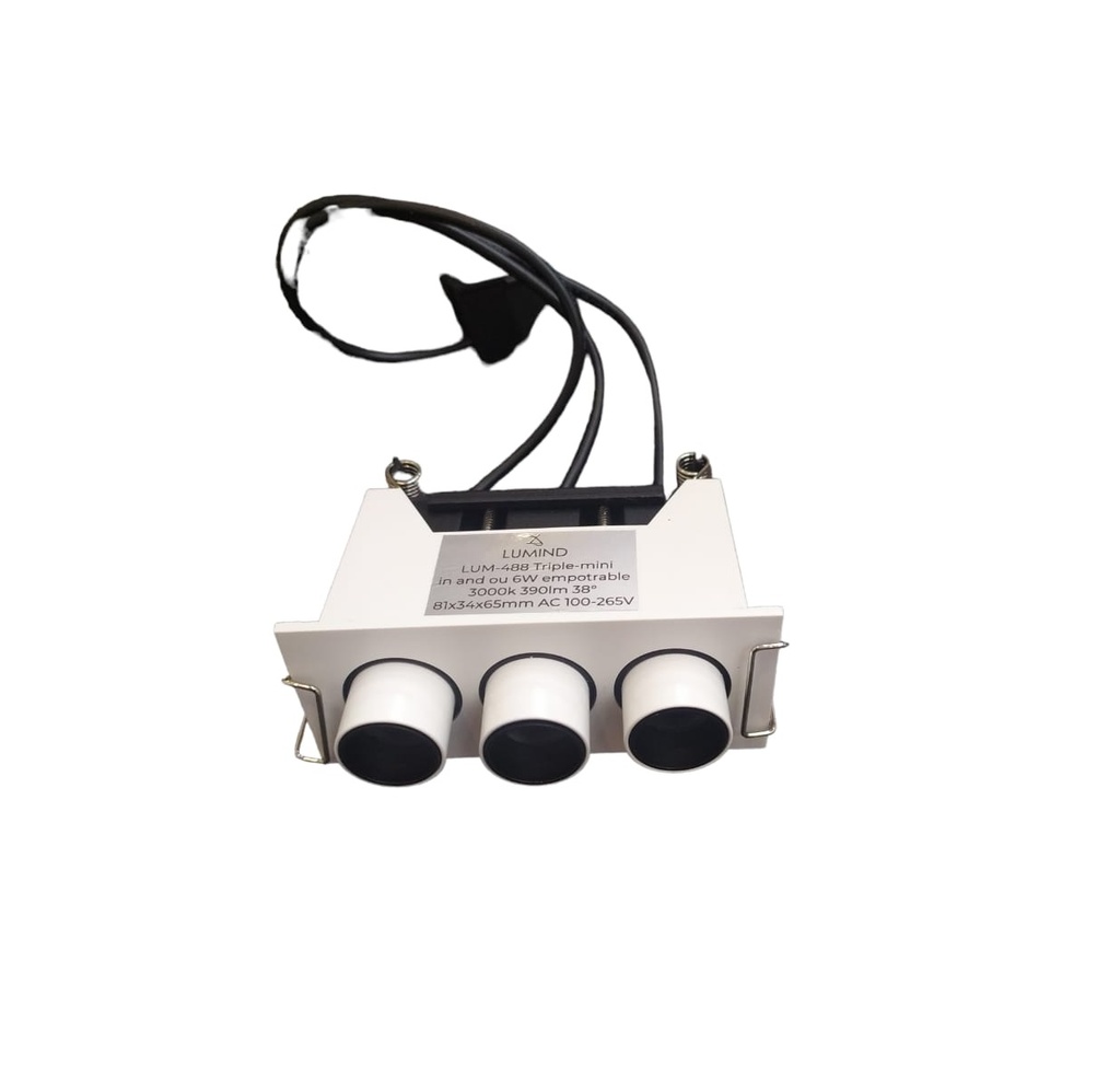 LAMPARA SPOT LINEAL TRIPLE MINI IN&OUT MULTISPOT 6W 100-240V 3000K DIMERIZABLE BLANCO LUM-488-D LUMIND