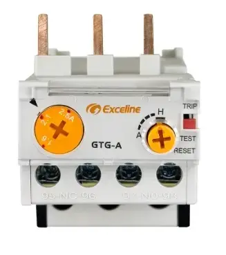 RELE TERMICO 5 A - 8 A 3 POLOS P/CONTACTORES FRAME A C/CORRIENTE AJUST. REF. GTG-A0080 / 222780 MARCA EXCELINE