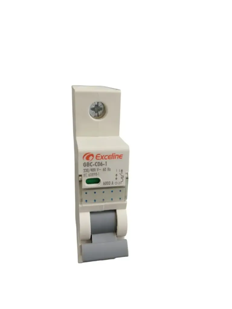 BREAKER TERMOMAGNETICO C/ CONTROL DE CURVA C DE 1 X 6 AMP 230 / 400 V 60 HZ 6 KA REF. GBC-C06-1 MARCA EXCELINE