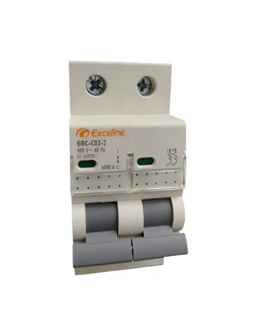 BREAKER TERMOMAGNETICO C/ CONTROL DE CURVA C DE 2 X 2 AMP 230 / 400 V 60 HZ 6 KA REF. GBC-C02-2 MARCA EXCELINE