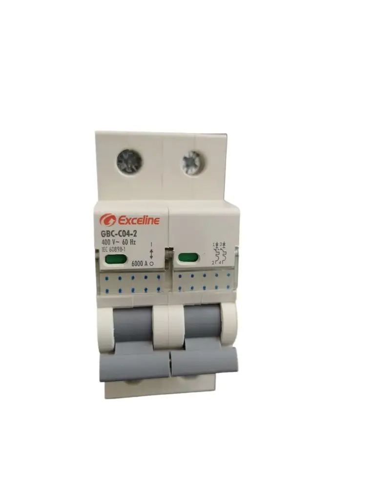 BREAKER TERMOMAGNETICO C/ CONTROL DE CURVA C DE 2 X 4 AMP 230 / 400 V 60 HZ 6 KA REF. GBC-C04-2 MARCA EXCELINE