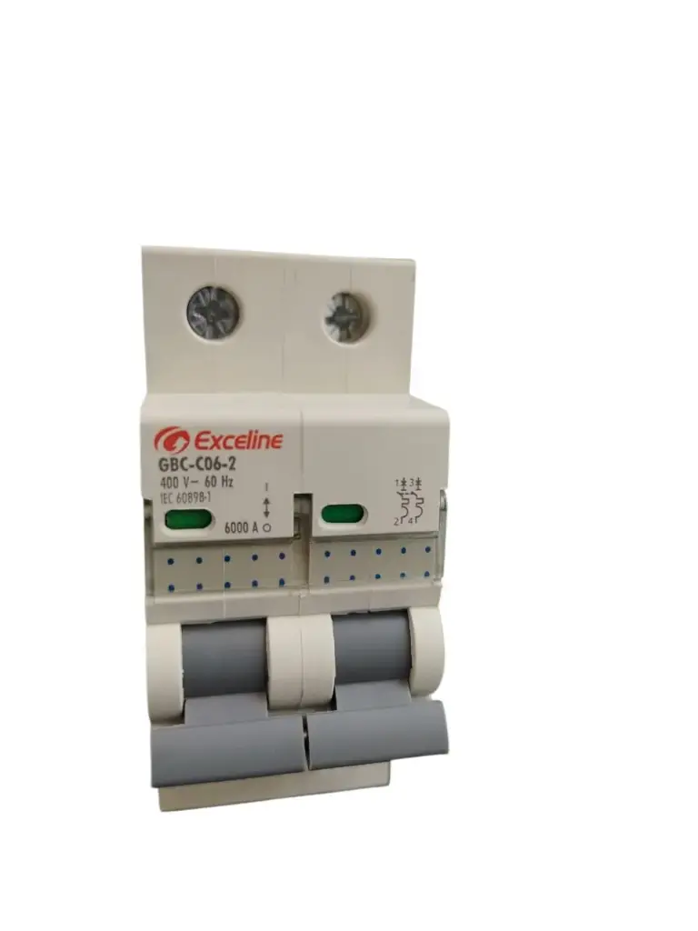 BREAKER TERMOMAGNETICO C/ CONTROL DE CURVA C DE 2 X 6 AMP 230 / 400 V 60 HZ 6 KA REF. GBC-C06-2 MARCA EXCELINE