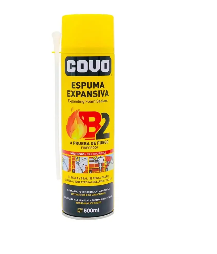ESPUMA POLIURETANO EXPANSIVA AISLANTE 500 ML A PRUEBA DE FUEGO REF. CV-MFS500-B2 / 12922 MARCA COVO