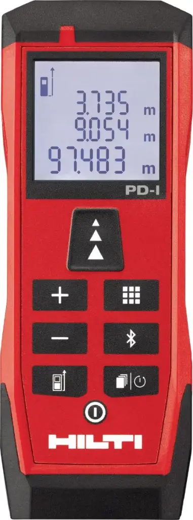 MEDIDOR / METRO LASER MOD.PD-I DE 100 MTS IP54 ( USA BATERIA AAA ) CON BLUETOOTH LUZ ROJA INCLUYE BATERIA Y ESTUCHE REF. 869164C COD.2212518 MARCA HILTI