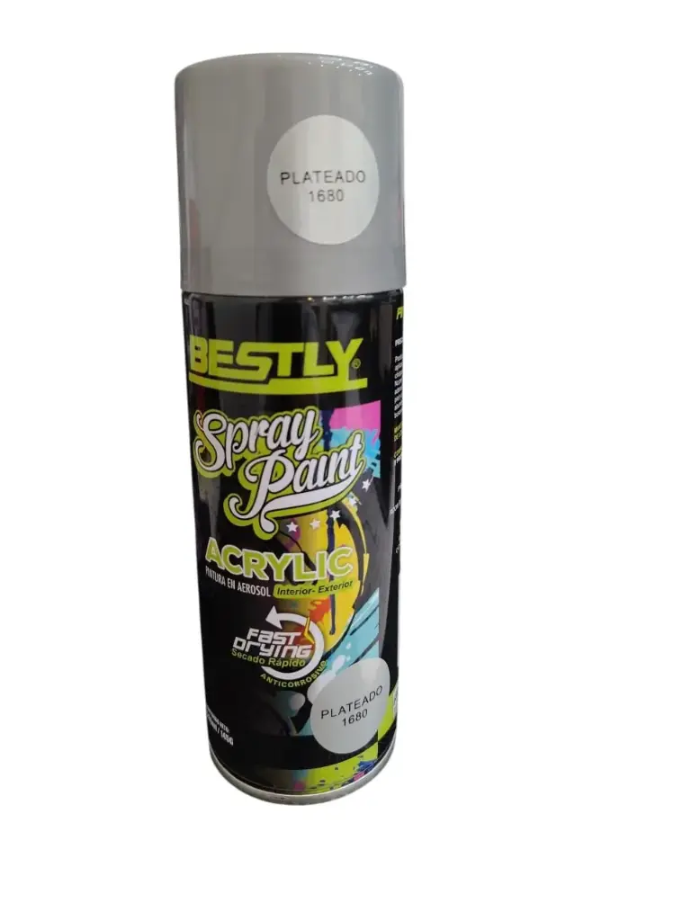 SPRAY AERESOL ESMALTE COLOR PLATEADO 1680 DE 200 ML COND. 120022 REF. BLY-200-1680 MARCA BESTLY