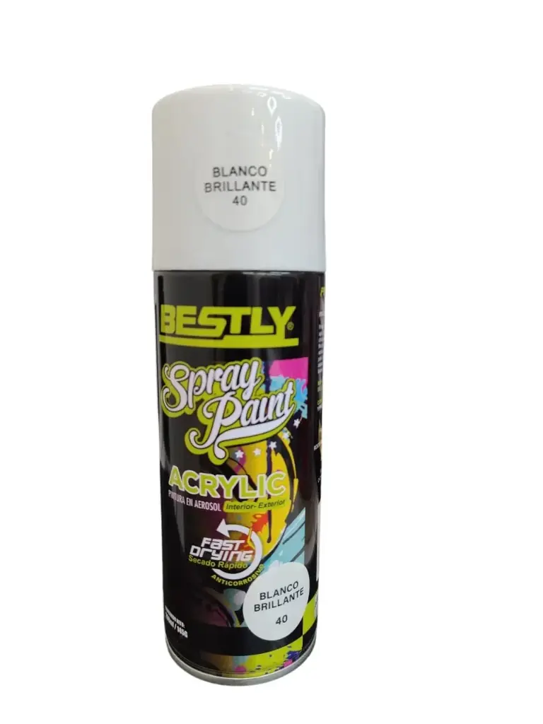 SPRAY AERESOL ESMALTE COLOR BLANCO BRILLANTE 40 DE 200 ML COND. 119579 REF. BLY-200-40 MARCA BESTLY