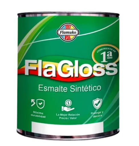 ESMALTE ( MATE ) FLA-GLOSS COLOR SUPER BLANCO 1 GL REF. FLA-21-11-1 MARCA FLAMUKO