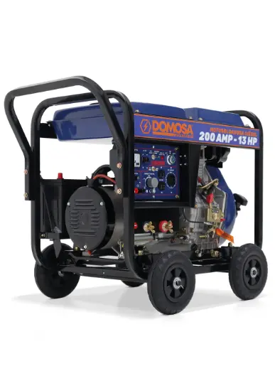 MOTOSOLDADOR DIESEL 200 AMP 13 HP 3600 RPM MOTOR DOMOSA MOD.MDD-130 110 - 220V 1 FASE SOBRE CHASIS CON RUEDAS ( MAX 1.60 - 4MM) REF. 46-MSD-200 MARCA DOMOSA