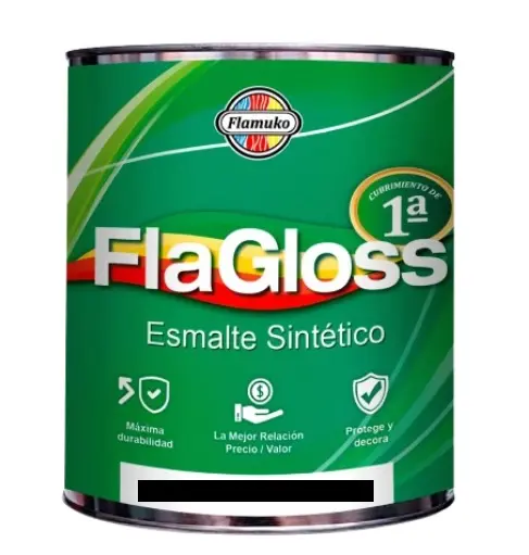 ESMALTE (BRILLANTE) FLA-GLOSS COLOR NEGRO 1 GL REF. FLA-20-191-1 MARCA FLAMUKO
