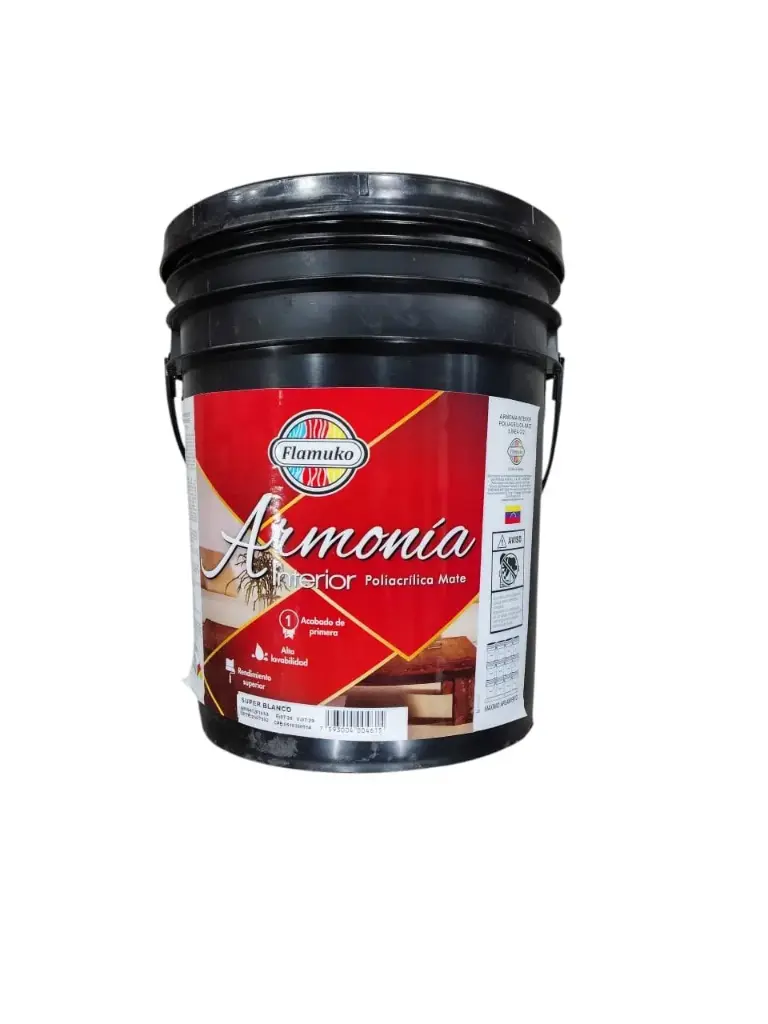 PINTURA CAUCHO ARMONIA PARA INTERIOR CLASE "A" COLOR BLANCO OSTRA 4 GL REF. ARM-072F101-3 MARCA FLAMUKO