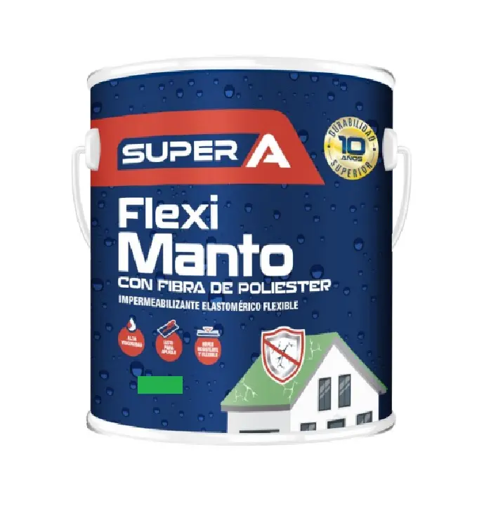 PINTURA ELASTOMERICA IMPERMEABI. FLEXI MANTO ( CON FIBRA DE POLIESTER ) COLOR BLANCO GALON (3,78 L) REF. 01400101004006 MARCA SUPER A