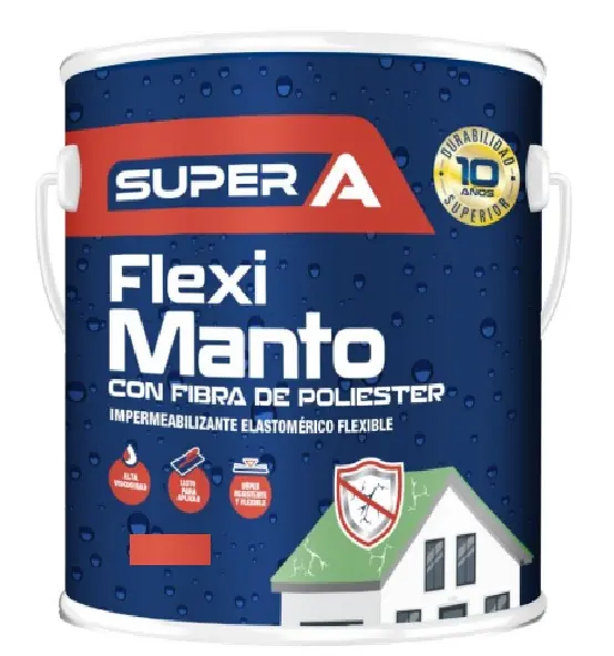 PINTURA ELASTOMERICA IMPERMEABI. FLEXI MANTO ( CON FIBRA DE POLIESTER ) COLOR GRIS GALON (3,78 L) REF. 01400101004008 MARCA SUPER A 