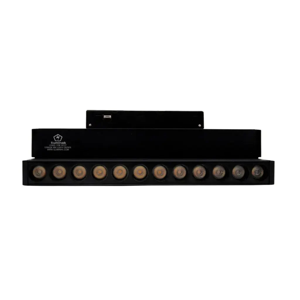 LAMP LED LINEAL MULTISPOT PLEGABLE 12W 48V 3CCT 11.8 X 21.6 CM IP20 1200LUM NEGRO P/RIEL MAGNETICO REF. LS303 MARCA ILUMINAK