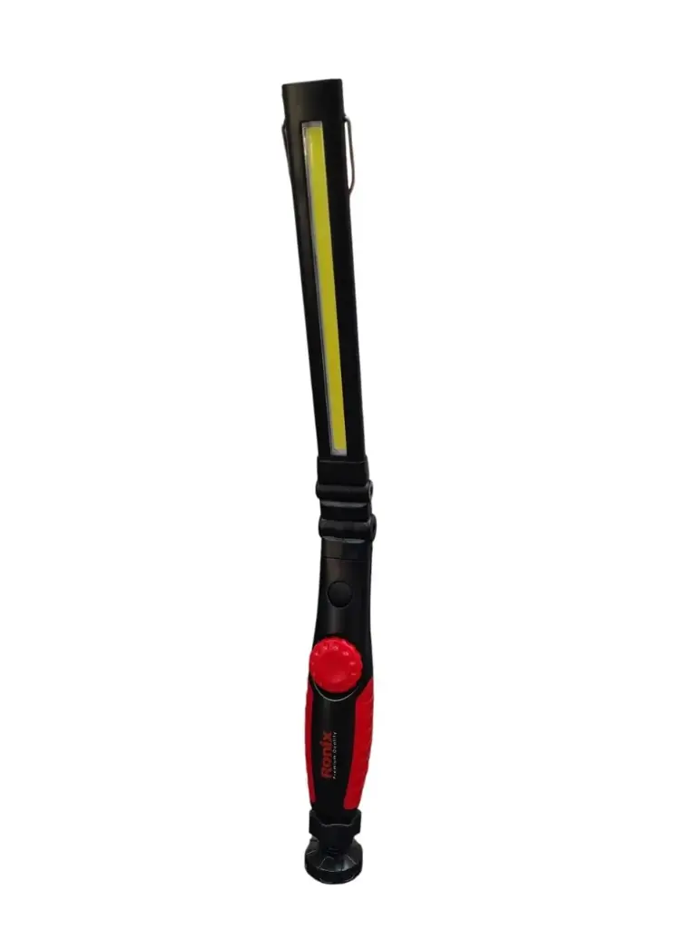 LAMPARA DE TRABAJO LED COB GIRATORIA 270° / PLEGABLE 360° LUZ FRONTAL 5W 400LM DUR. 3H / LUZ SUPERIOR 3W 60LM DUR. 8H RECARGABLE C/BASE MAG. C/NEGRO REF. RH-4274 MARCA RONIX