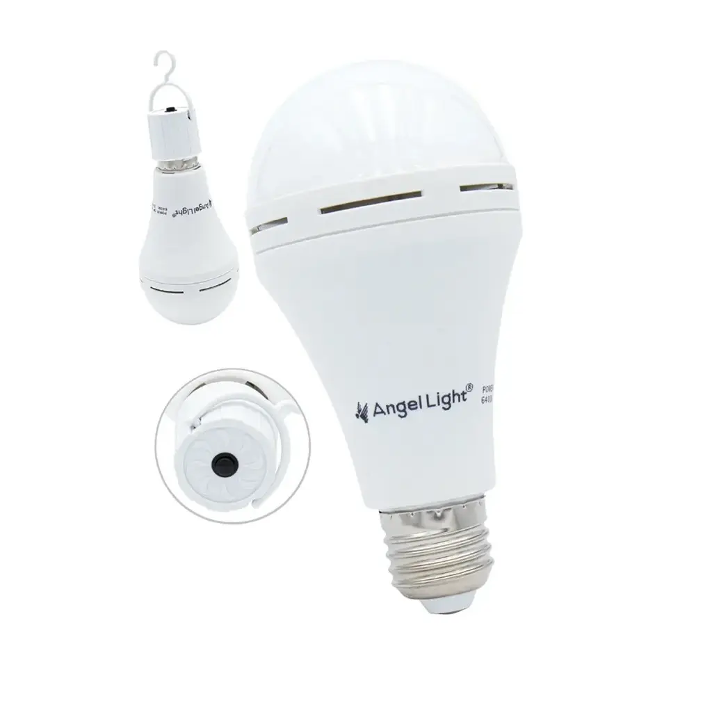 BOMBILLO LED RECARGABLE T/ BULBO 9W E27 6400K 85-277V 3 HORAS REF. A105-A70-9W-E / 8576 MARCA ANGEL LIGHT