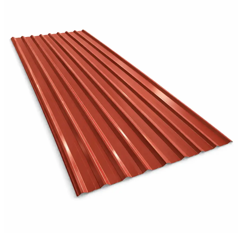 LAMINA DE TECHO ARQUICOLOR EXT. TERRACOTA / INT. BLANCO ACERO GALV. CANAL TRAPEZOIDAL / CUADRADO 3 MTS X 1.06 MTS ESPESOR 0,27 MM UTIL 1 MTS ( BRILLANTE ) VENCOR