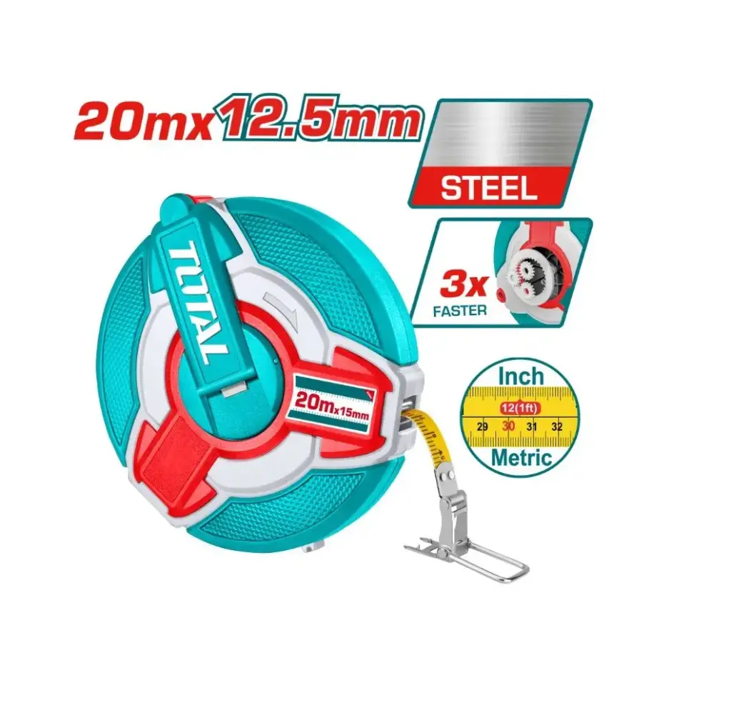 CINTA METRICA TOPOGRAFICA DE ACERO 12.5MM X 20 MTS REF. TMT08206 MARCA TOTAL TOOLS