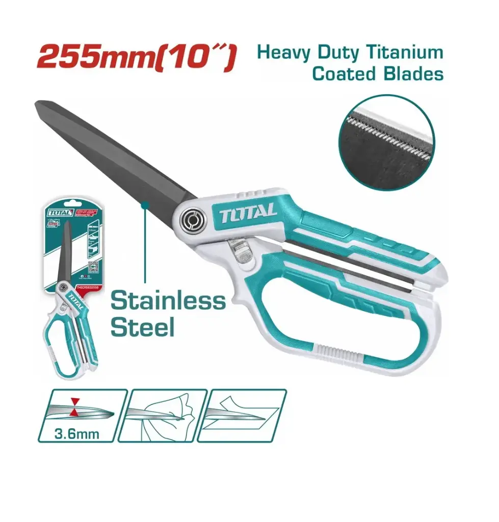 TIJERA MULTIUSO 10" 255 MM HOJA INFERIOR DENTADA REF. THSCRS832558 MARCA TOTAL TOOLS 
