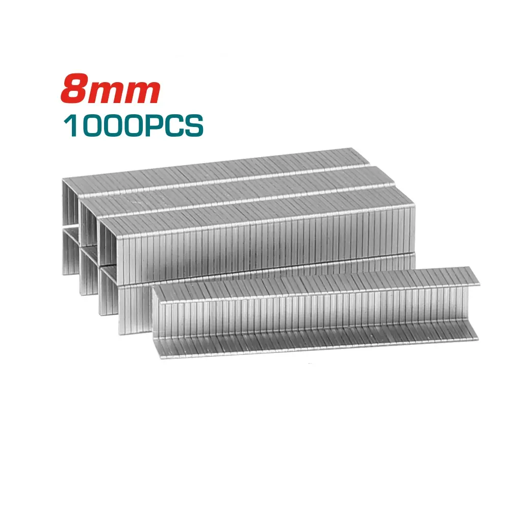 CAJA DE GRAPAS PARA TRABAJO PESADO 8 X 1.2 MM 1000 PZAS P/GRAPADORA THT31142 / HT311425 / THT31143 REF. THT3982 MARCA TOTAL TOOLS