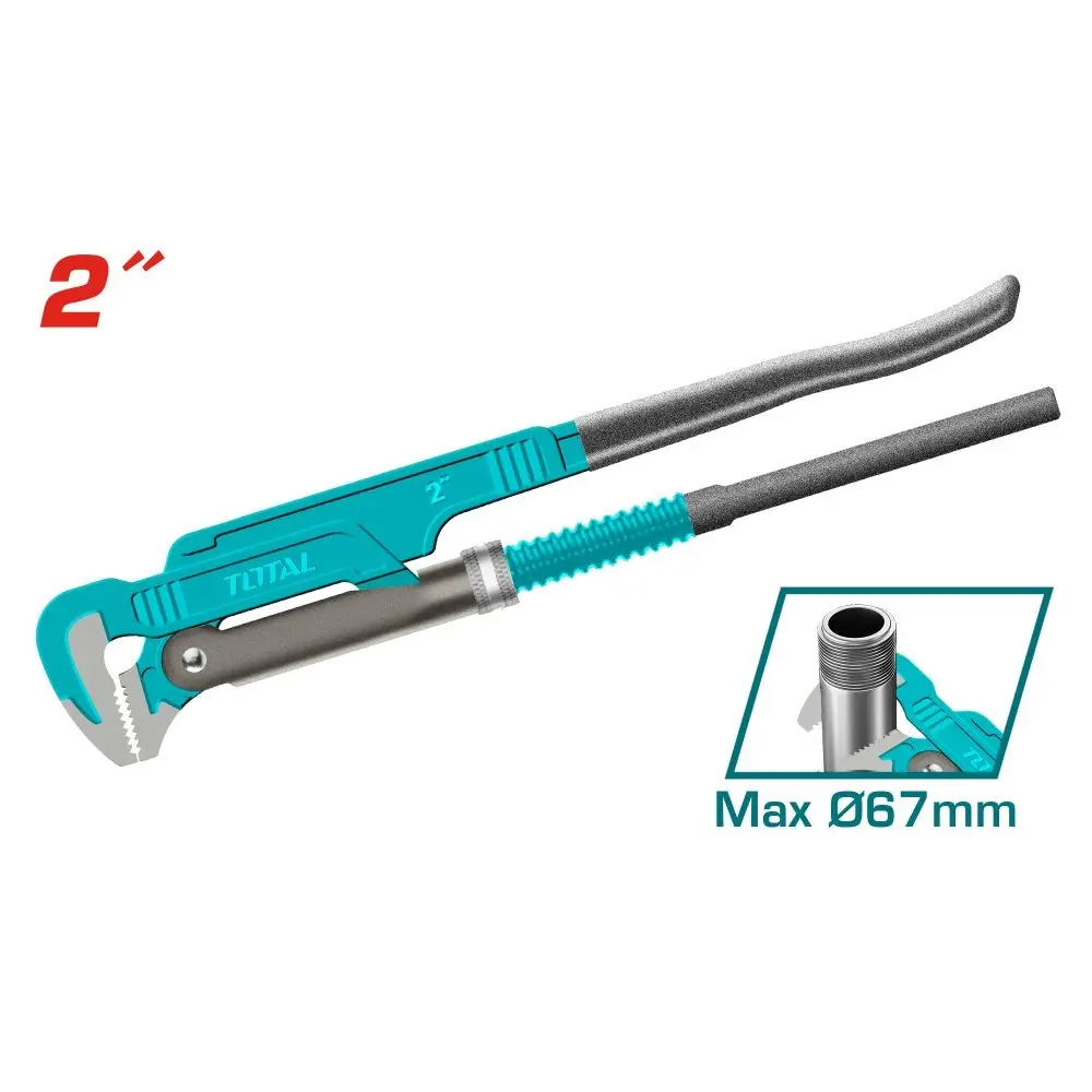 LLAVE DE TUBO 2" 50 MM MANDIBULA RECTA TIPO SUECA 90° REF. THT172021 MARCA TOTAL TOOLS 