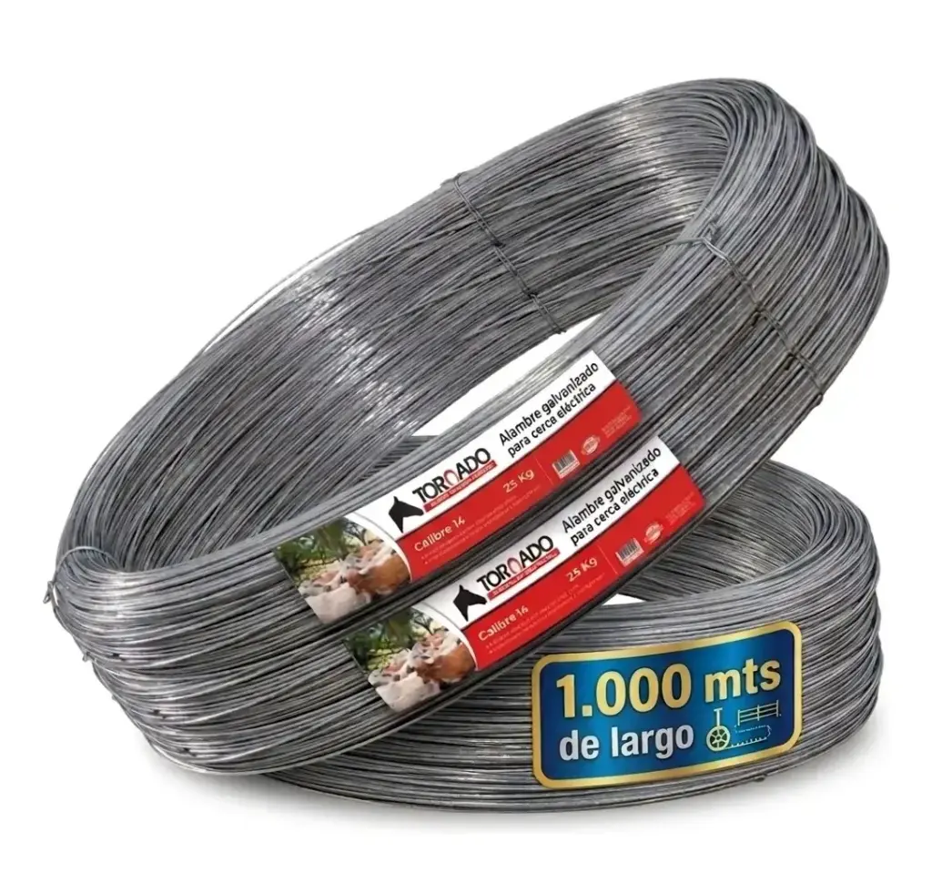 ALAMBRE GALVANIZADO PARA CERCA ELECTRICA TORNADO 1045 CAL. 14 X 2.11 MM ROLLO 25 KG (APROX. 1008 MTS) REF. 5606140006 / ACERCA-14 MARCA MEJIA