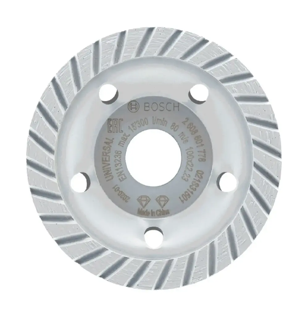 DISCO DIAMANTADO SEGMENTADO/ COPA TURBO P/ RECTIFICAR CONCRETO 4 1/2" X 7/8" REF. 2608601778 / 875136 MARCA BOSCH