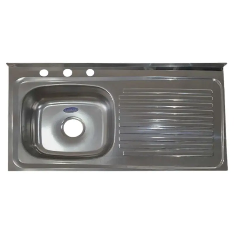 FREGADERO ACERO INOX 100 CM X 50 CM P/ SOBREPONER 1 PONCHERA DER + ESCURRIDOR IZQ. 1 HUECO REF. FR0124-121 FANAINOX
